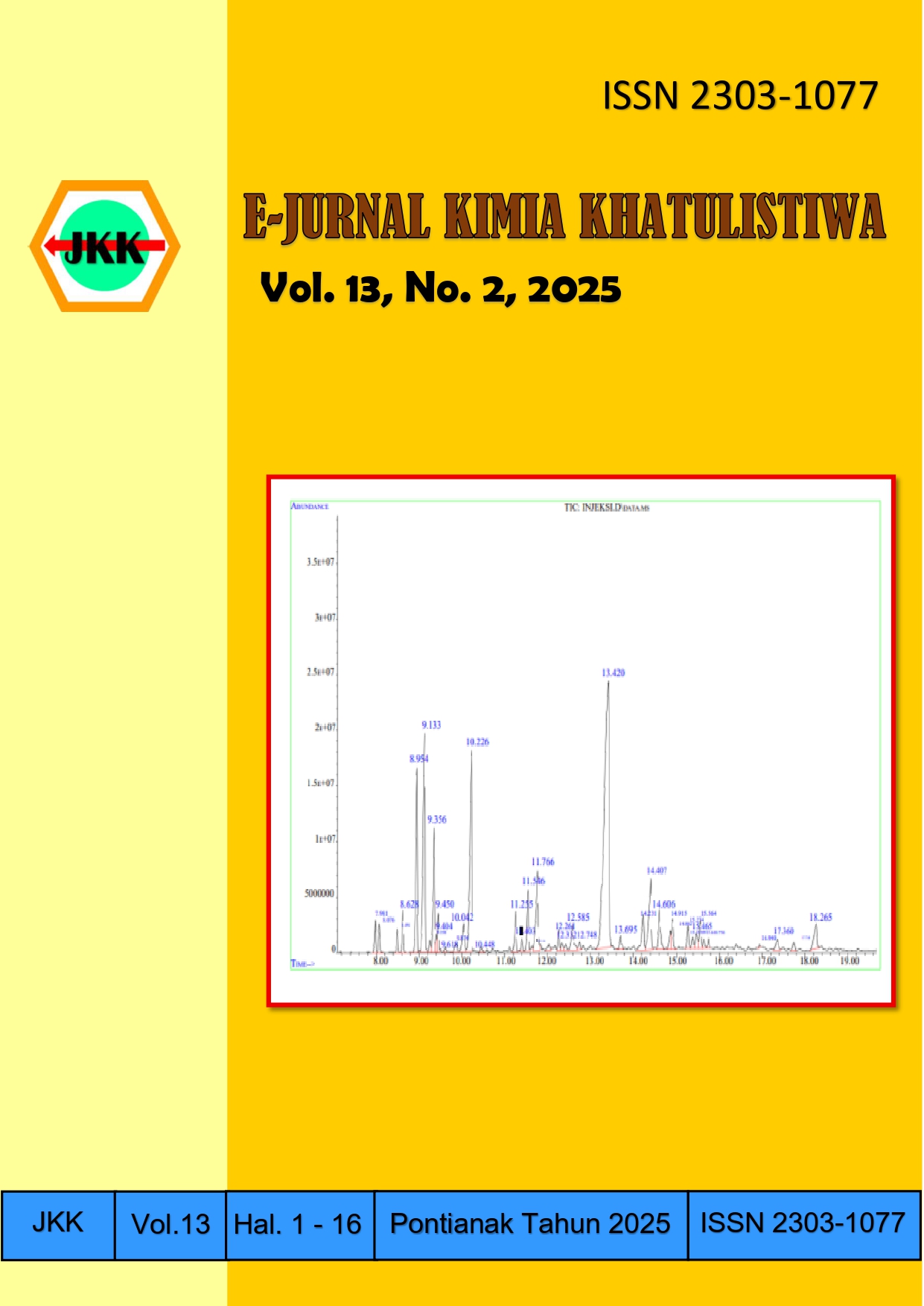 					View Vol. 13 No. 2 (2025): E-Jurnal Kimia Khatulistiwa (in progress)
				